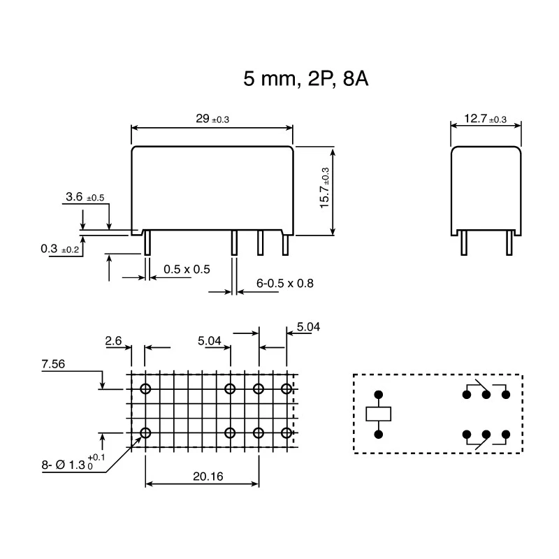 RS PRO PCB Power Relay, 24V DC Coil, 8A Switching Current, DPDT, Solder Terminal, Silver Alloy Contacts 0476791P