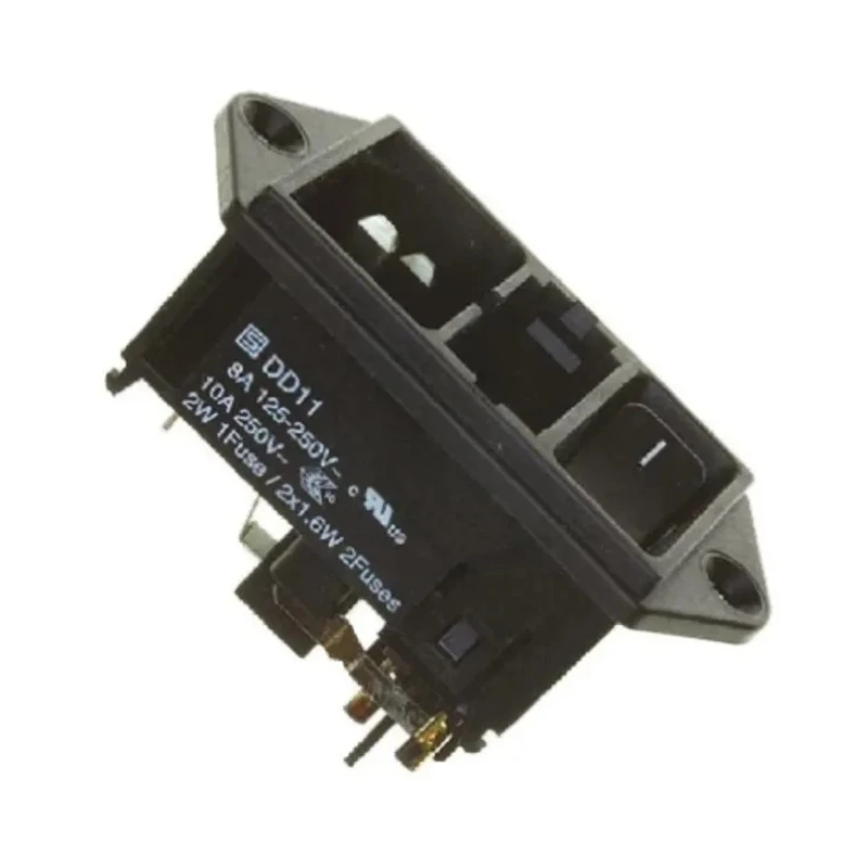 Schurter 250V 10A Panel Mount IEC Connector Male 2 Pole 2 Fuse Quick Connect DD11.0121.1110