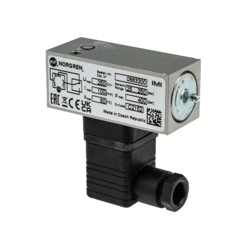 Norgren Pressure Switch Female Positive Pressure Flange Mount DIN 43650 Electrical Connection 11-17bar 80°C 0883300000000000