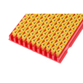 HellermannTyton Snap-On Cable Marker Black, Pre-Printed Legend '4', Yellow Marker, Fits 2.0 mm to 2.8 mm Cables WIC1