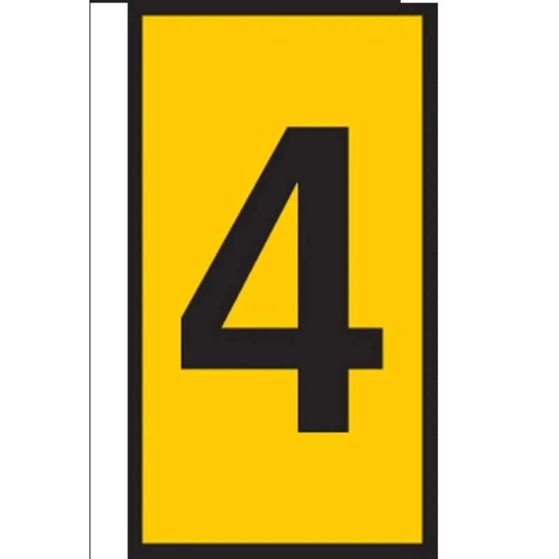 HellermannTyton Snap-On Cable Marker Black, Pre-Printed Legend '4', Yellow Marker, Fits 2.0 mm to 2.8 mm Cables WIC1