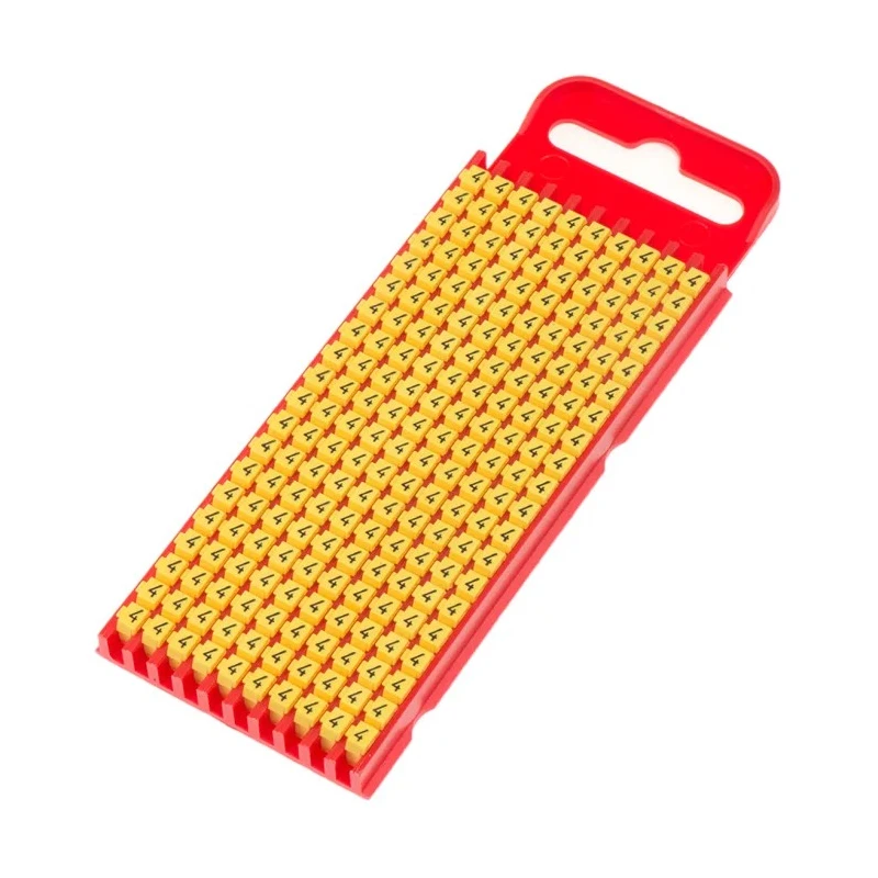 HellermannTyton Snap-On Cable Marker Black, Pre-Printed Legend '4', Yellow Marker, Fits 2.0 mm to 2.8 mm Cables WIC1