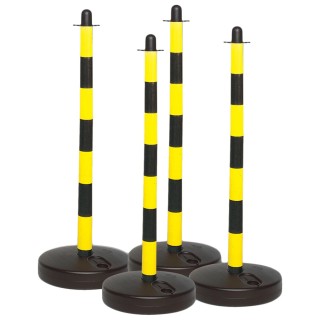 Brady Black and Yellow Safety Barrier Post Polyethylene Kit of 4 POST & FILLABLE BASE YELL/BLK PK 4