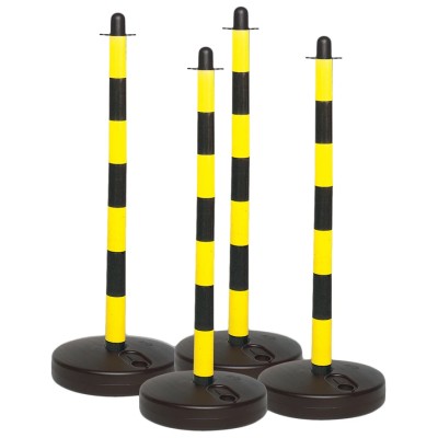 Brady Black and Yellow Safety Barrier Post Polyethylene Kit of 4 POST & FILLABLE BASE YELL/BLK PK 4