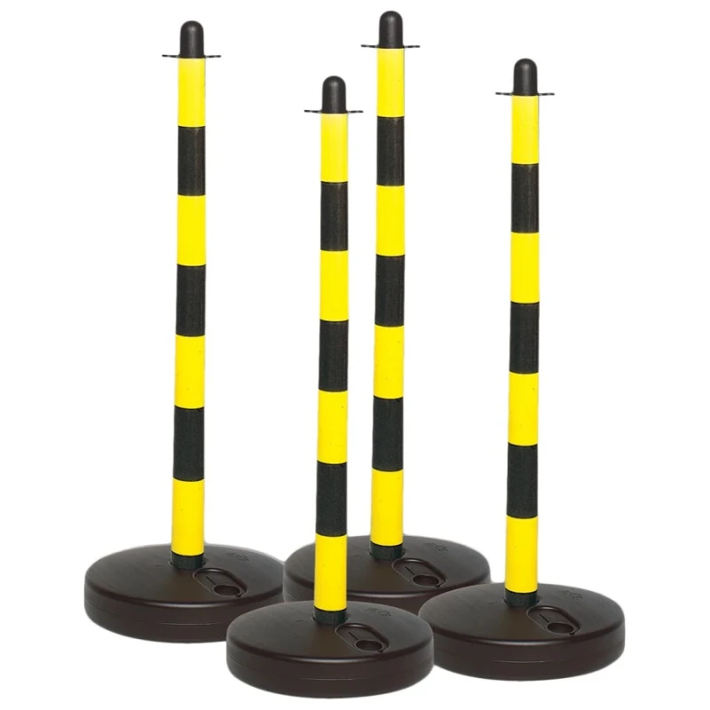 Brady Black and Yellow Safety Barrier Post Polyethylene Kit of 4 POST & FILLABLE BASE YELL/BLK PK 4