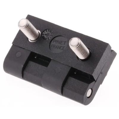 Pinet Black Polyamide Stud Butt Hinge, Bolt-On Fixing, 40 mm x 40 mm x 5 mm 54-A-3031