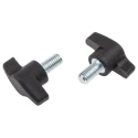 RS PRO Black Thermoplastic Wing Clamping Knob with M8 Threaded Stud, 35 mm Diameter, Nylon 6, Model 478-440