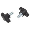 RS PRO Black Thermoplastic Wing Clamping Knob with M8 Threaded Stud, 35 mm Diameter, Nylon 6, Model 478-440