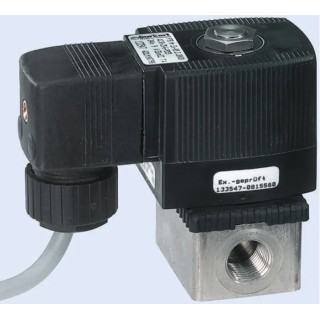Burkert 2 Port Normally Closed Stainless Steel Solenoid Valve 230V AC/DC 1/8 in Orifice 2mm Series 6013EX 351926