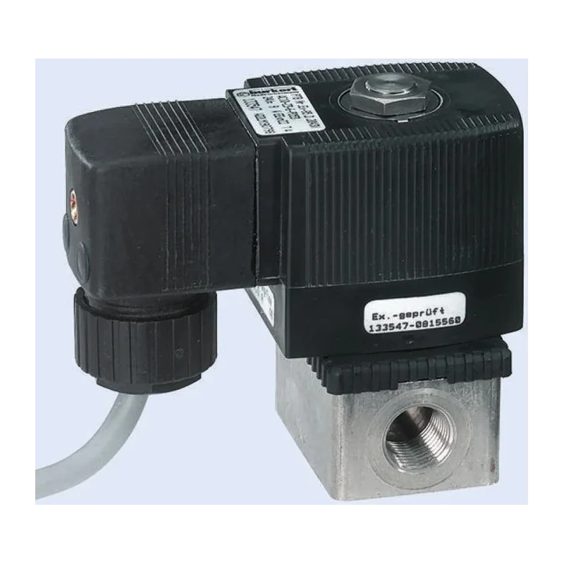 Burkert 2 Port Normally Closed Stainless Steel Solenoid Valve 230V AC/DC 1/8 in Orifice 2mm Series 6013EX 351926