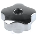 RS PRO Silver Aluminium Multiple Lobes Clamping Knob M12 Threaded Through Hole 60 mm Diameter 30 mm Thread Length 478-618