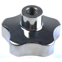 RS PRO Silver Aluminium Multiple Lobes Clamping Knob M12 Threaded Through Hole 60 mm Diameter 30 mm Thread Length 478-618
