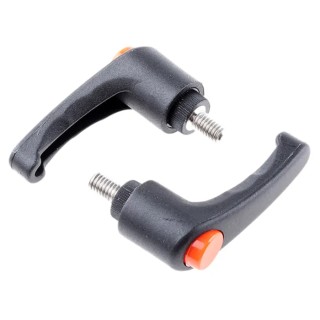RS PRO Black Fibreglass Reinforced Nylon Clamping Lever, M6 Thread Size x 10 mm Insert Length 43 mm Length 478-822