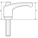 RS PRO Black Fibreglass Reinforced Nylon Clamping Lever, M6 Thread Size x 10 mm Insert Length 43 mm Length 478-822
