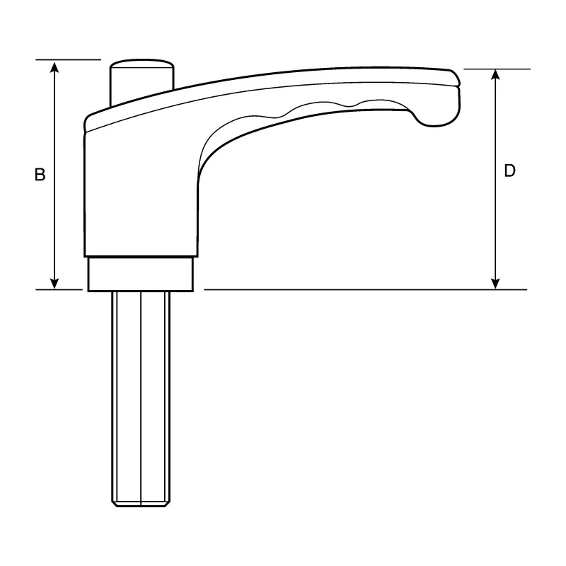 RS PRO Black Fibreglass Reinforced Nylon Clamping Lever, M6 Thread Size x 10 mm Insert Length 43 mm Length 478-822