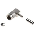 Radiall SMA-COM Series Coaxial Connector Cable Male SMA, 50 Ω, Right Angle Body Crimp R124172120W
