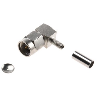 Radiall SMA-COM Series Coaxial Connector Cable Male SMA, 50 Ω, Right Angle Body Crimp R124172120W