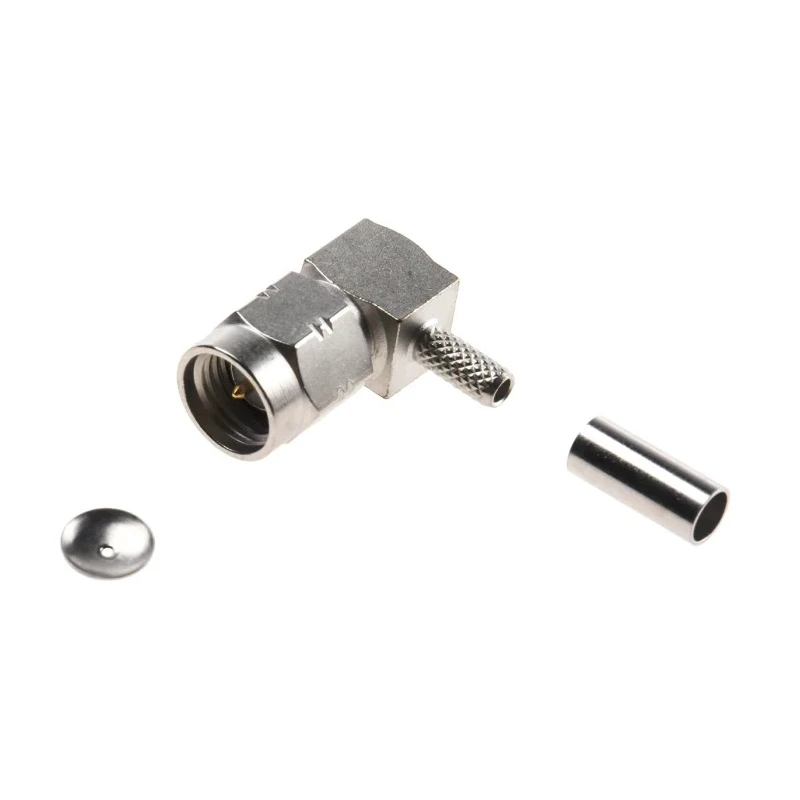 Radiall SMA-COM Series Coaxial Connector Cable Male SMA, 50 Ω, Right Angle Body Crimp R124172120W