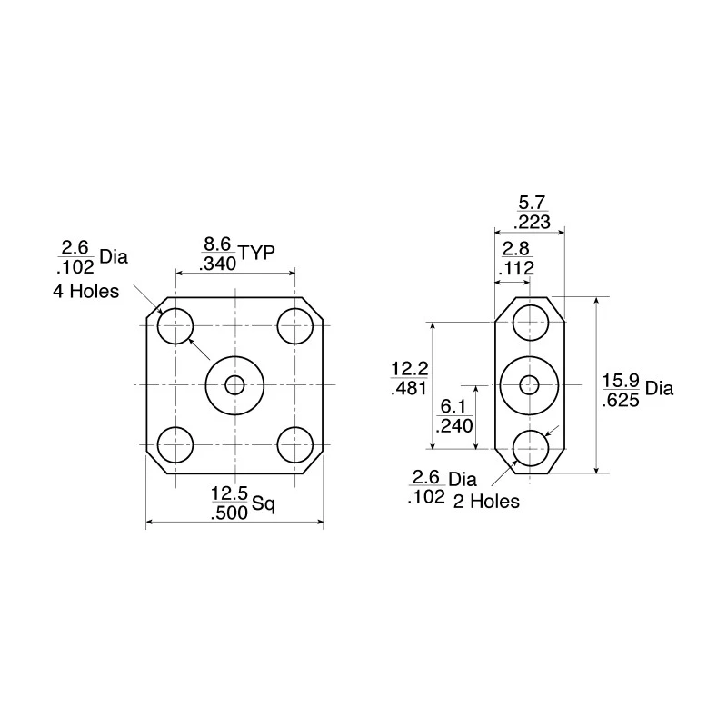 Radiall SMA-COM Series Coaxial Connector Flange Female SMA 50 Ω Straight Body Solder R124464000W