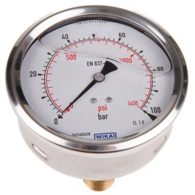 WIKA 100 mm 1/2 in G Male Pressure Gauge 100 bar 7656072