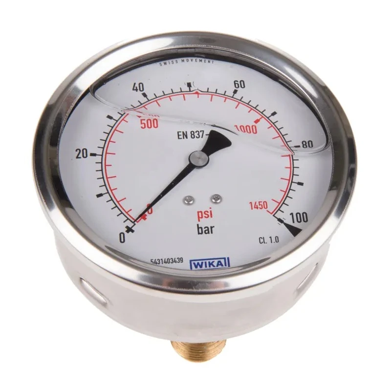 WIKA 100 mm 1/2 in G Male Pressure Gauge 100 bar 7656072