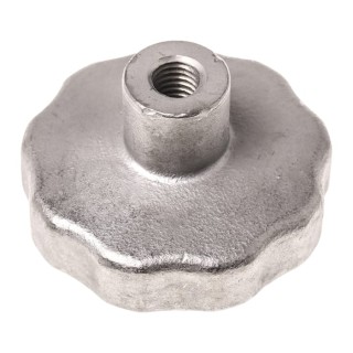 RS PRO Silver Stainless Steel Multiple Lobes Clamping Knob Threaded Hole 60 mm Diameter 32mm Thread Length 478-977