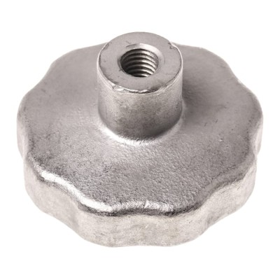 RS PRO Silver Stainless Steel Multiple Lobes Clamping Knob Threaded Hole 60 mm Diameter 32mm Thread Length 478-977