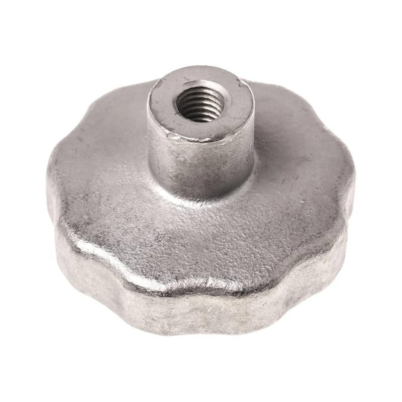 RS PRO Silver Stainless Steel Multiple Lobes Clamping Knob Threaded Hole 60 mm Diameter 32mm Thread Length 478-977