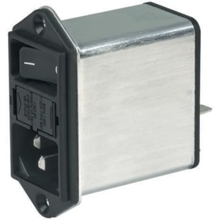 Schurter IEC Connector Panel Mount Male Quick Connect 250V AC 2A DD12.2121.111