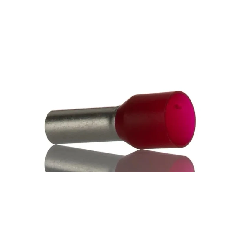 Weidmüller Insulated Crimp Bootlace Ferrule, 12 mm Pin Length, 4.5 mm Pin Diameter, Red to 7 AWG Wire Size 9019240000