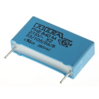 KEMET Film Capacitor Through Hole Mount 220 nF ±20% 760V DC 280V AC PHE840