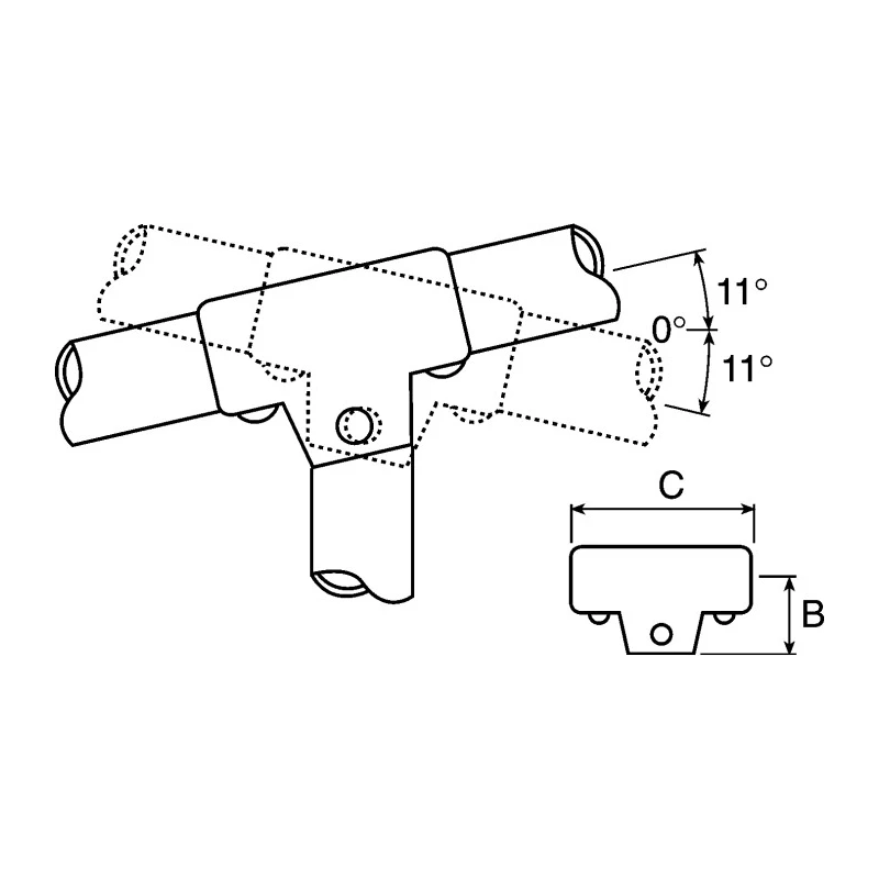 RS PRO Connecting Component T-Connector Strut Profile Type 3 Round Tube Size 48.3 mm 415-6286