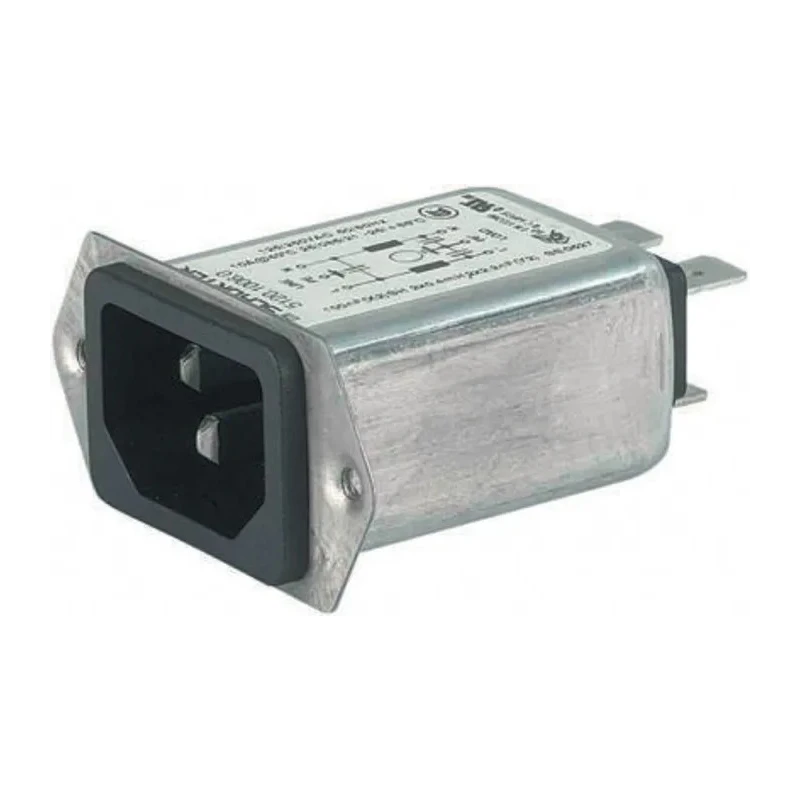 Schurter 15A 250V AC Panel Mount IEC Connector Male Quick Connect 5120.1007.0