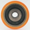 Revvo Polyurethane Trolley Wheel with 125mm Diameter, 45mm Width, 600kg Load Capacity, Cast Iron Hub, Plain Bore 420-8905