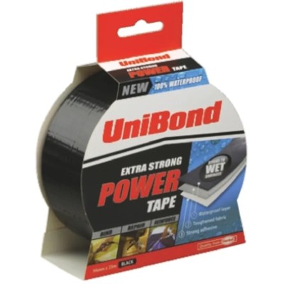 Loctite UniBond Power Tape Duct Tape, 50mm Width, 25m Length, Black Shine Finish 1668019