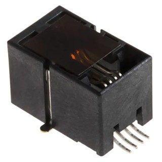 Molex 85502 Series RJ11 Connector Male Surface Mount Cat3 Unshielded Right Angle 1 Port 4 Way RJ11