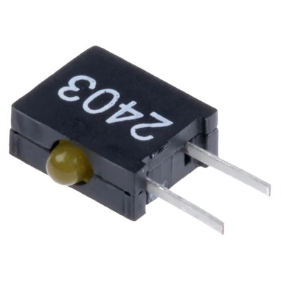 Dialight Yellow Right Angle PCB LED Indicator 5 mm (T-1 3/4), 1 LED 3 V Single Colour 555-2403F