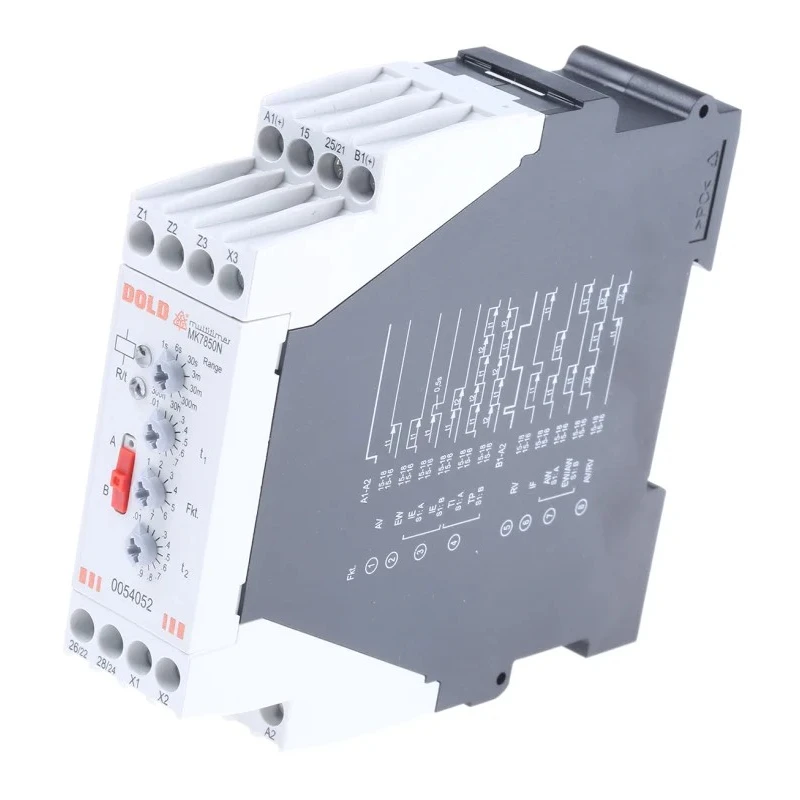 Dold MK 7850N Series DIN Rail Timer Relay, 2-Contact, DPDT, 12 to 240 V AC/DC, 0.06 MK7850N.82/500 AC/DC12-240V 0.02S-300H