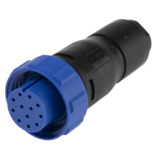 Bulgin Buccaneer 400 Series Miniature Cable Mount Circular Connector 12 Contacts Socket Female IP68 50V PX0410/12S/6065