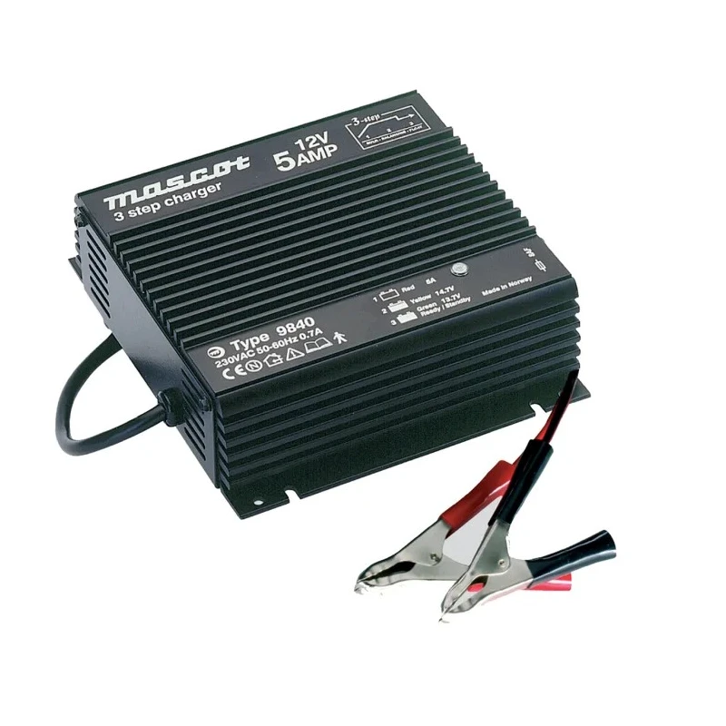 Mascot Battery Charger 12V Lead Acid 5A 60W UK Plug 3-Stage Switch Mode Charger 9840000047