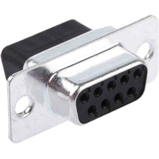 RS PRO 9 Way Straight Cable D-Sub Connector Female 5A 470V Steel Housing Crimp Termination 481-099