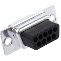RS PRO 9 Way Straight Cable D-Sub Connector Female 5A 470V Steel Housing Crimp Termination 481-099