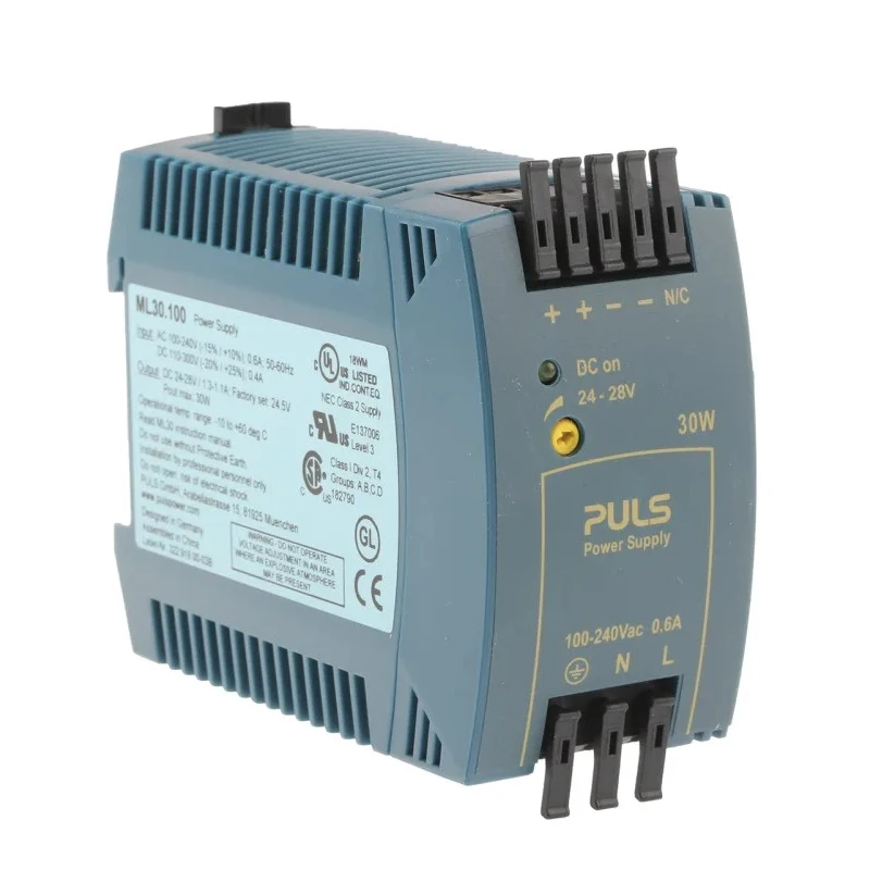 Block MiniLine Switched Mode DIN Rail Power Supply 240V AC Input 28V DC Output 1.3A 30W ML30.100