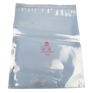 RS PRO Anti-Static Bag 305mm Width x 406mm Height Silver Zipper Closure 100 Qty 431-9566