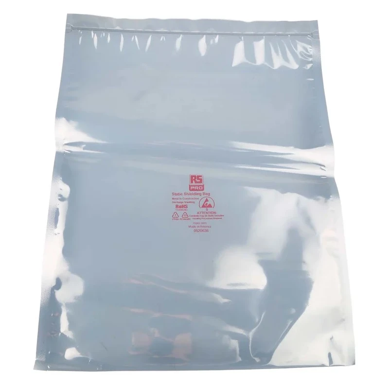 RS PRO Anti-Static Bag 305mm Width x 406mm Height Silver Zipper Closure 100 Qty 431-9566