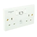 Powerbreaker PowerBreaker H 13A Passive 2 RCD Socket Polycarbonate Surface Switched White K22WP-C