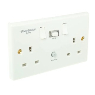 Powerbreaker PowerBreaker H 13A Passive 2 RCD Socket Polycarbonate Surface Switched White K22WP-C