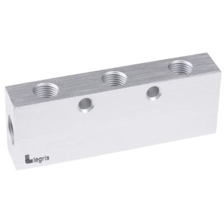 Legris Anodised Aluminium Pneumatic 6 Outlet Manifold Female Ports 3313 13 17 03