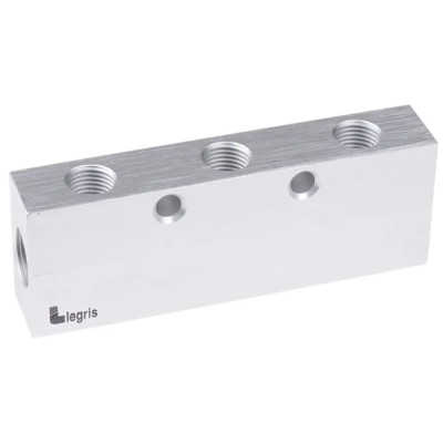 Legris Anodised Aluminium Pneumatic 6 Outlet Manifold Female Ports 3313 13 17 03