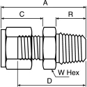 Parker Stainless Steel Pipe Fitting Straight Coupler Male NPT Threaded 1/2 in M12MSC1/2N-316